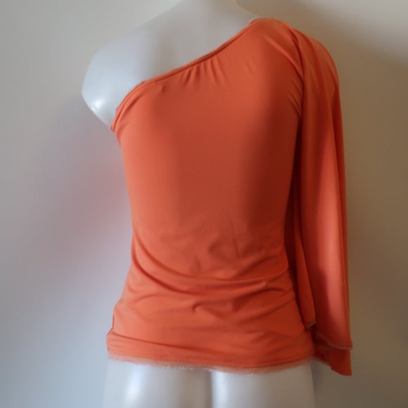 CHRISTINA MAKOWSKY ORANGE ONE SHOULDER TOP S * - Picture 5 of 8